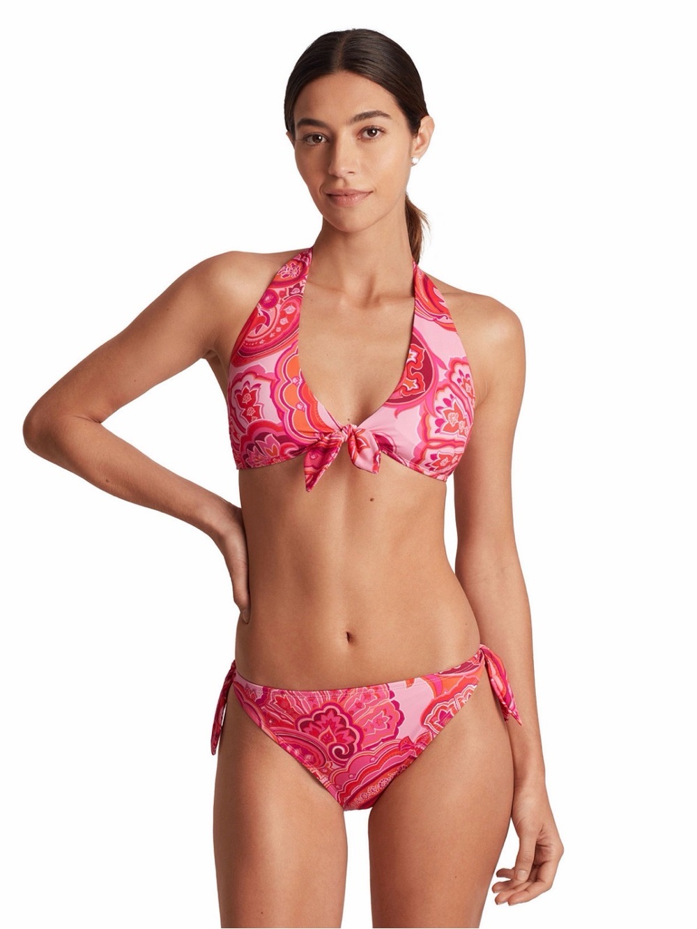 Lauren Ralph Lauren Women’s Printed Tie-Front V-Neck Bikini Set